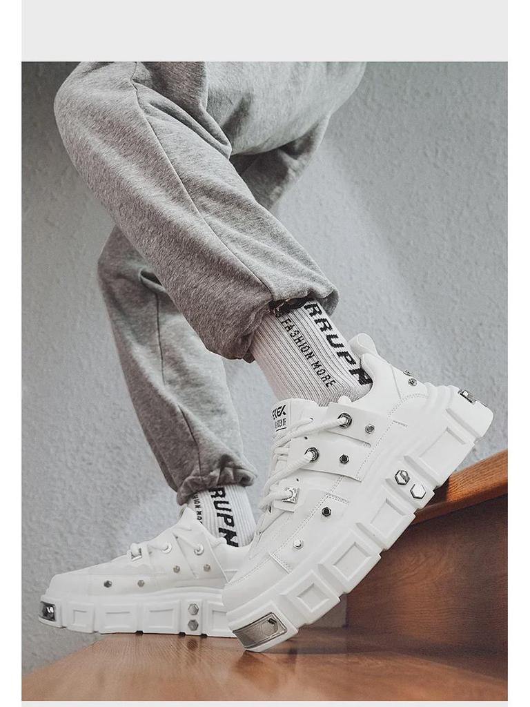 Daddy Shoes SS2024: Men's Thick Sole, Low-Top Casual Rivet Shoes - Korean Style