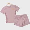 Women's Breathable Summer Yoga and Running Set: Loose Fit, Quick-Drying Shorts with Short Sleeves.