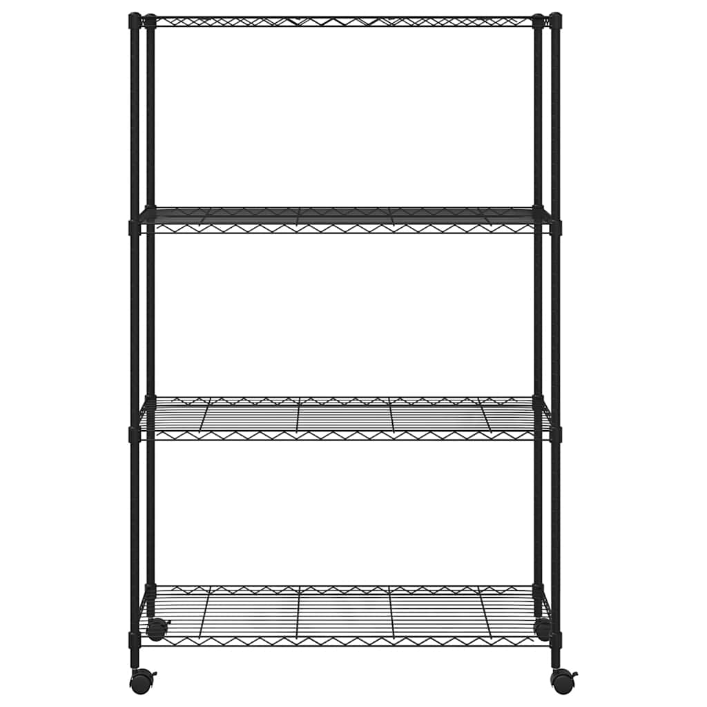 Storage Rack with 4 Shelves and Wheels 90x35x142 cm Black 200 kg