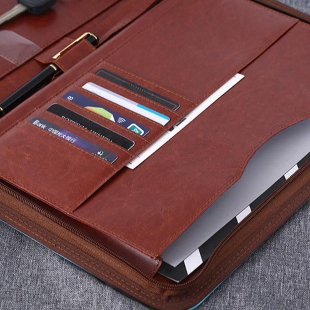 PU Leather A4 File Folder with Zipper A4 Document Folder Interview Resume Binder  Student Dormitory