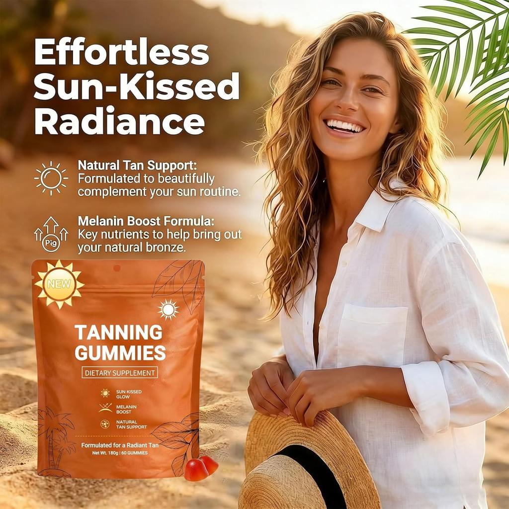 2026 Nuevas Gominolas Bronceadoras para Mujer, Resplandor e Hidratación de la Piel para un Brillo de Aspecto Natural, Bronceado