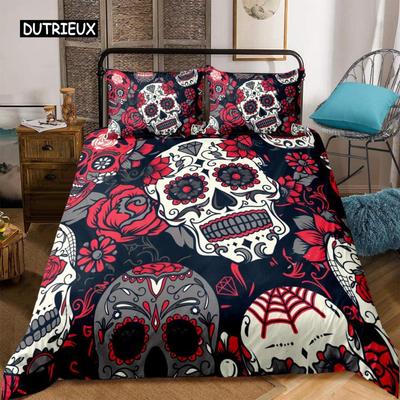 Juego de Funda Nórdica Calavera de Azúcar Gótico Twin/Full/Queen/King Juego de 3 Piezas Funda Nórdica Suave de Microfibra