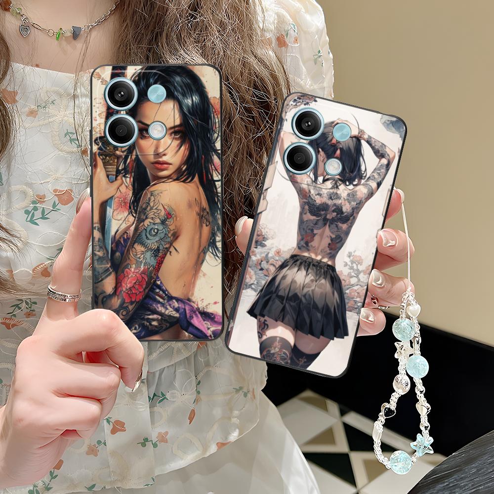 Fashion Tattoo Girl Mobile Phone Case for POCO M7 M6 M5 M4 M3 X7 X6 X5 X4 X3 Pro GT 5G Colorful Printing Cover Pretty Cover