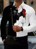 2026 Men's Fashion Red Rose Print Long-Sleeve Shirt, Stylish Casual Design, Spring/Autumn Casual Shirt