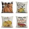 Thanksgiving Linen Pillowcase Autumn Pumpkin Print Pillow Cushion Cover