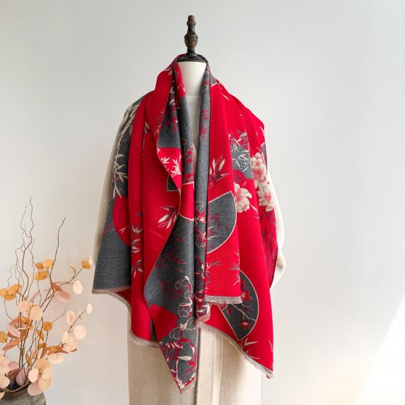 Long scarf mother winter imitation cashmere jacquard versatile warm scarf women's retro thickened air conditioner shawl