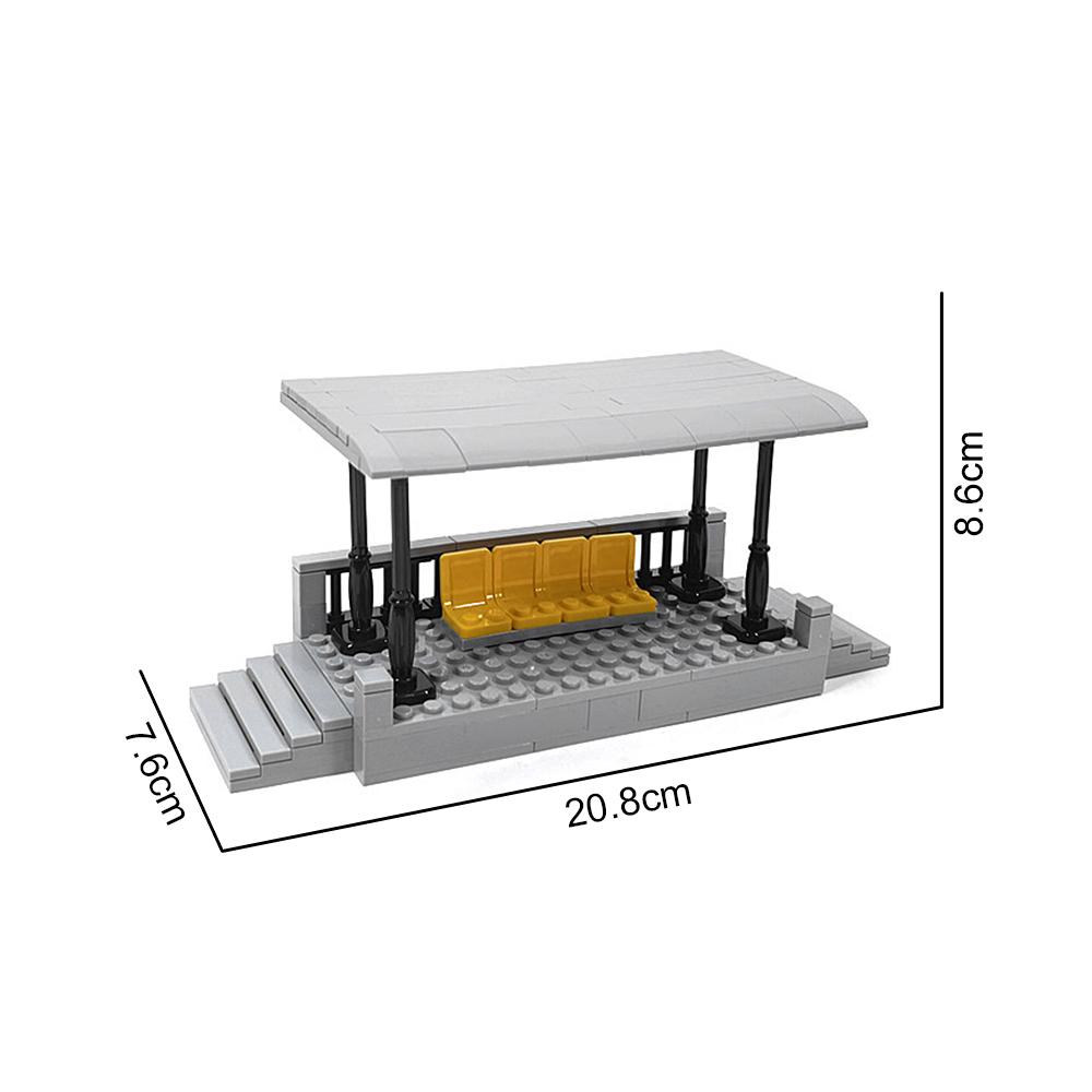 

City Train Station Platform Building Blocks Creative MOC Assembly Track Platform Waiting Shelter Building Scene Expansion Toys