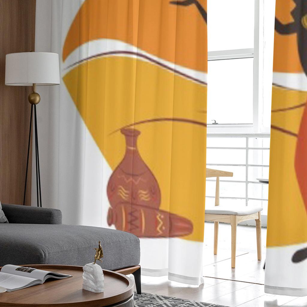 Afroamerikanische Frau Tüll transparente Vorhänge für Wohnzimmer das Zimmer Schlafzimmer Küche Dekoration Voile Organza Vorhänge