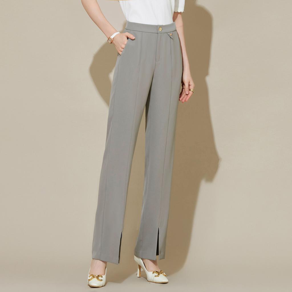Fashionable Design Split High-Waisted Commuting Pants for Women