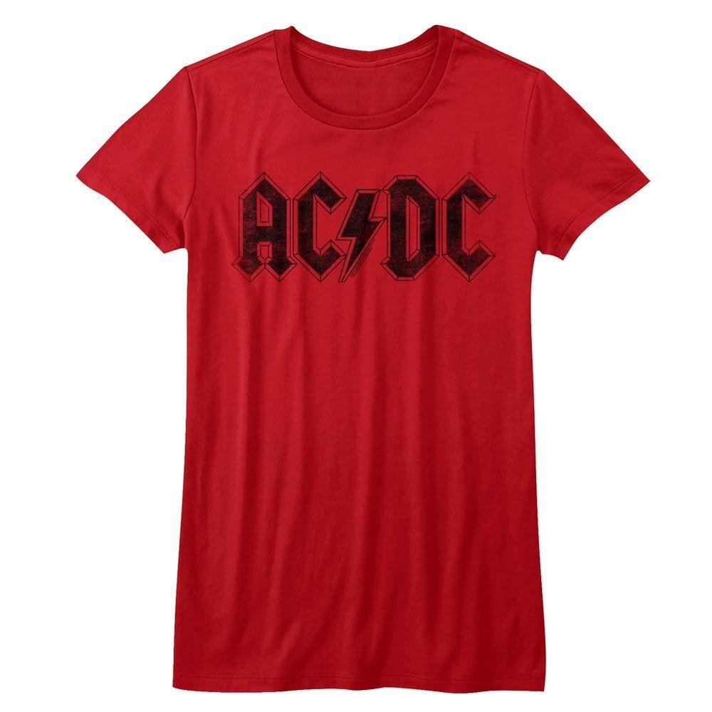 Ladies AC/DC Logo Red Rock and Roll Music Band T-Shirt