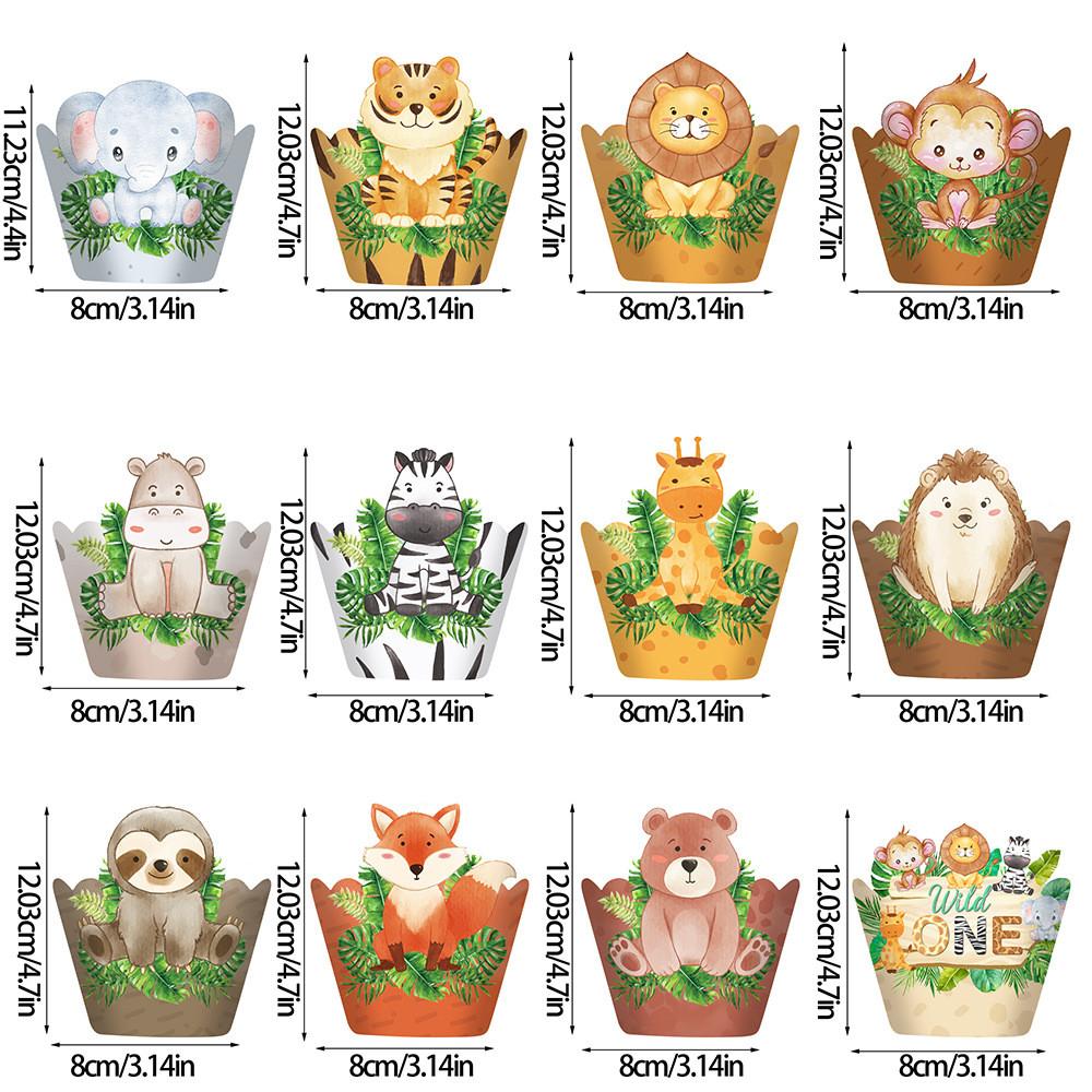 Theme Forest Animal Cartoon Lion Elephant Hedgehog Pattern Cake Edge Decoration