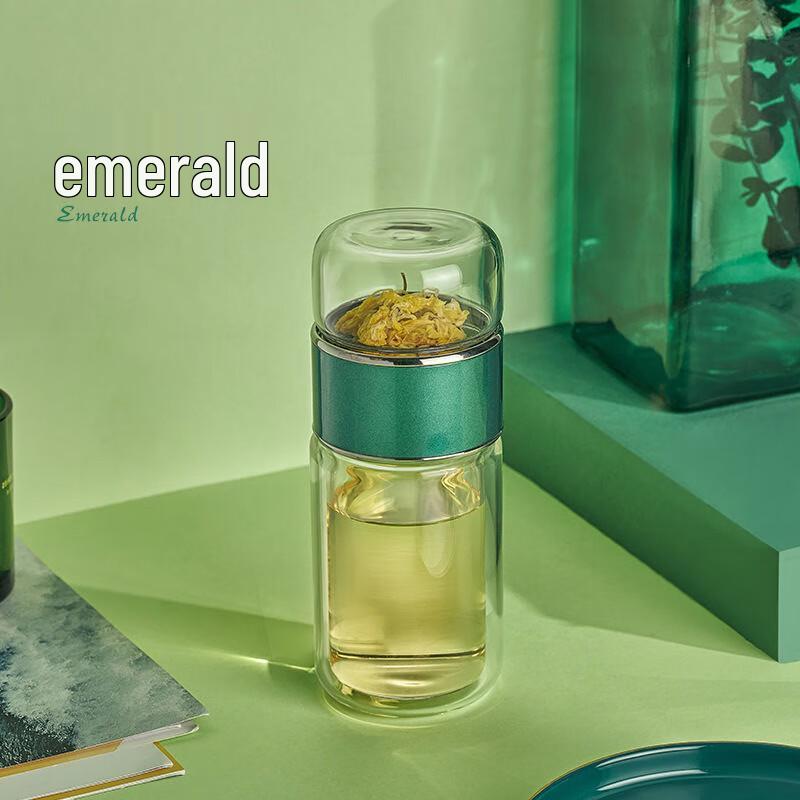 Double-Layer Insulated Tea Infuser Glass Cup 420ml