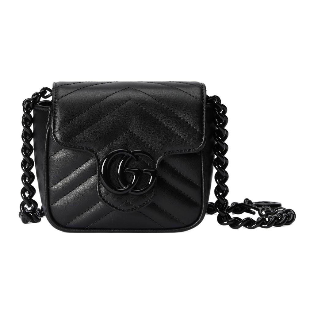 Gucci GG Marmont Series Double G Logo Quilted Leather Waist Bag Women waist bag Black 739599-UM8KV-1000