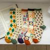 5 Pairs Floral & Argyle Socks, Vintage & Sweet Mid Tube Socks, Women's Stockings & Hosiery