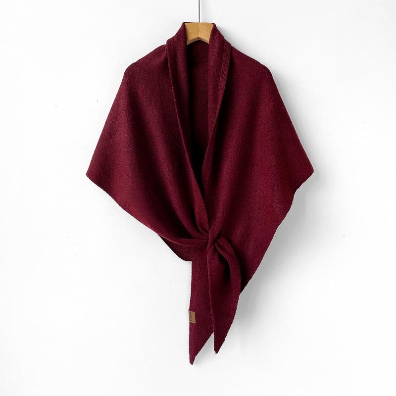 Lazy elegant celebrity shawl knitted triangular scarf women's autumn and winter neck protection warm scarf solid color shawl air-conditioned room