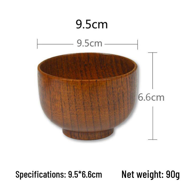 Japanese Jujube Wood Bowl for Adults & Kids, Solid Wood Noodle Bowl, Versatile Home Tableware