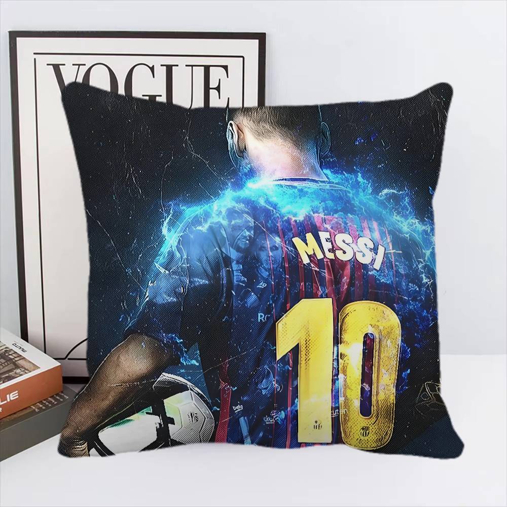 Federa Cuscino Stella del Calcio L-Lionel M-Messi Quadrato Camera da Letto Divano Comfort per il Tempo Libero Cuscino Auto Soggiorno Decorazione per la Casa
