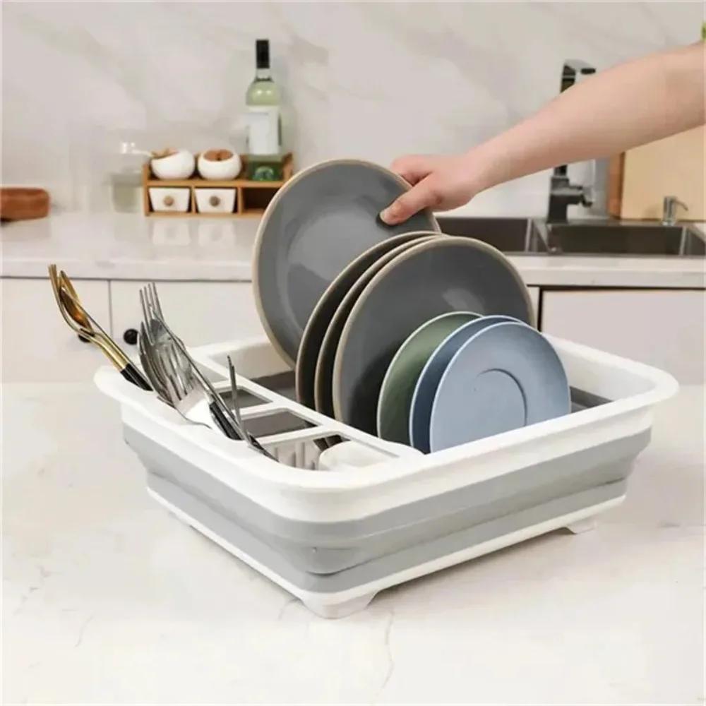 Folding Drain Bowl Rack Tableware Drainage Organizer Shelves Home Bowls and Chopstick Water Filter Racks Dish Sink Drain Basket