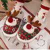 New Winter Lovely Women's Slippers Home Cute Cartoon Cotton Slippers Christmas Deer Non-Slip House Shoes