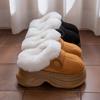 Thick Soled Cotton Slippers for Women's Autumn and Winter Outerwear, 2 Height Increased Warm and Fluffy Slippers