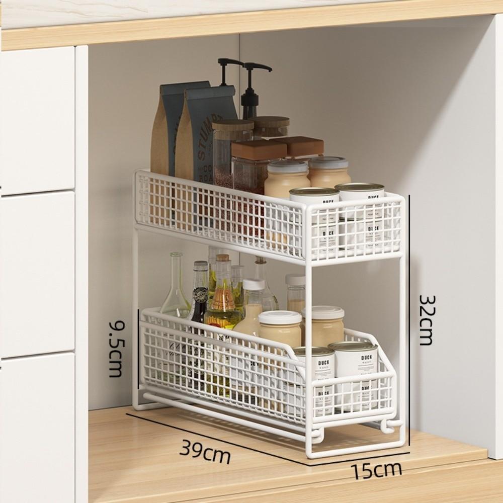2 Tier Pull-Out Storage Rack with Drawers Countertop Storage Rack Home Organization