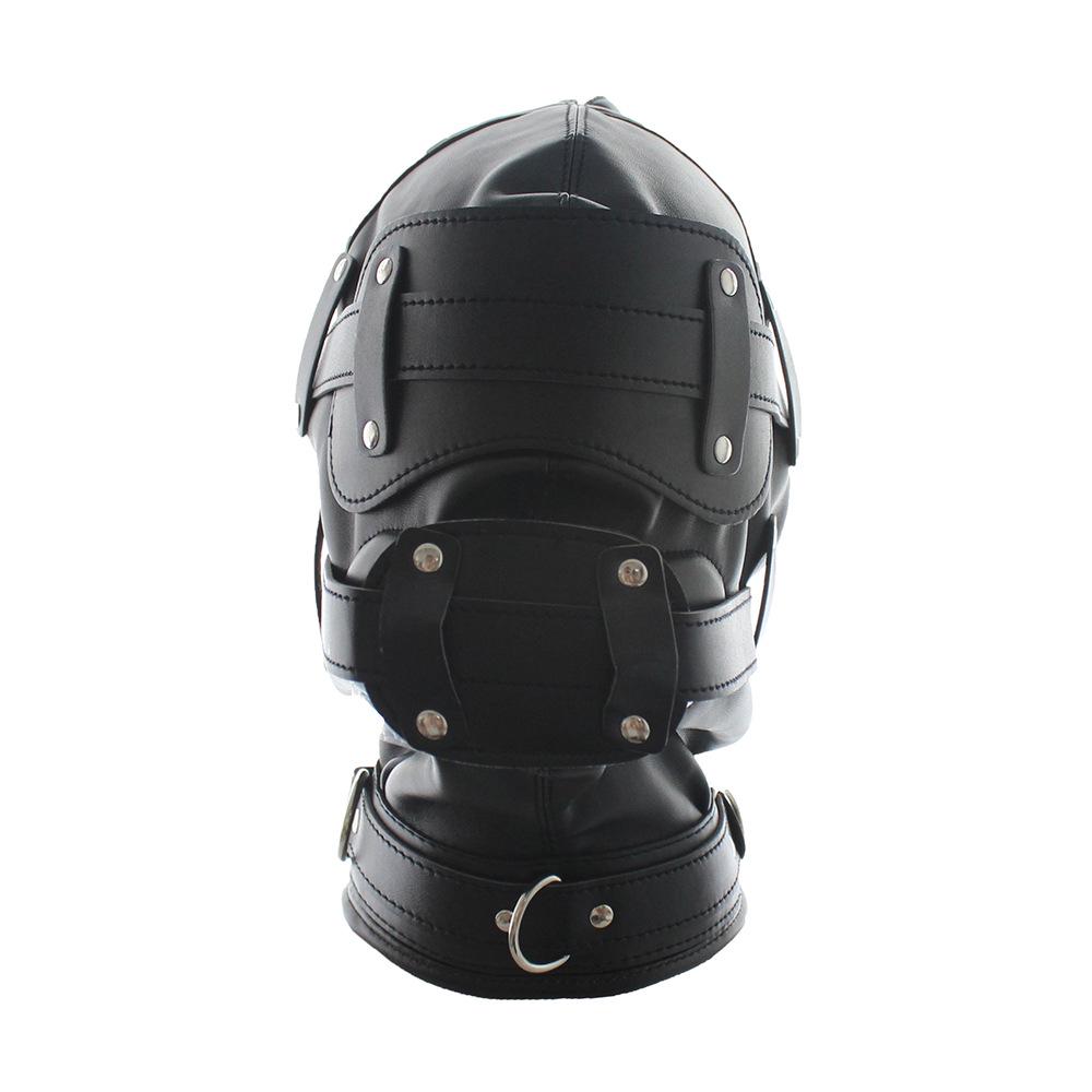 Deluxe Detachable Dildo Gag Headgear with Eye Mask - Full Coverage BDSM Helmet