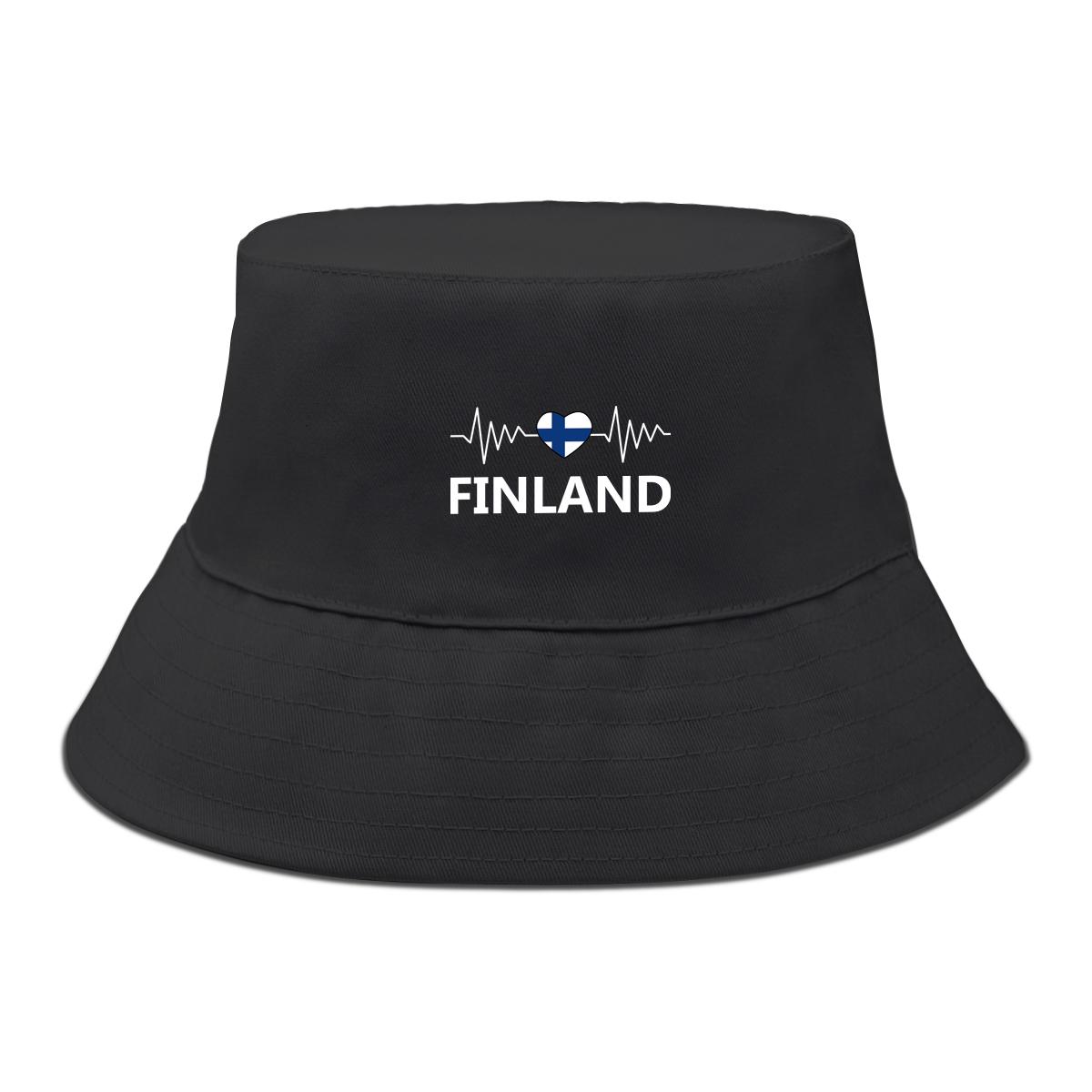 

Панама с принтом флага Финляндии «Сердечные волны», патриотическая кепка от солнца, двусторонняя, с широкими полями, защита от солнца, шляпа для рыбалки as the picture чёрный