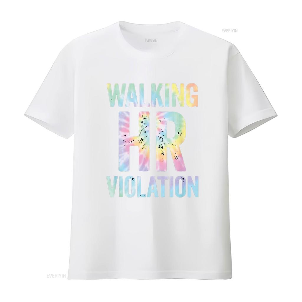 Vintage Walking HR Violation Human Resources Nigh Tie Dye T Shirt vintage Washed Top For Everyday Wear Casual graphic Versatile