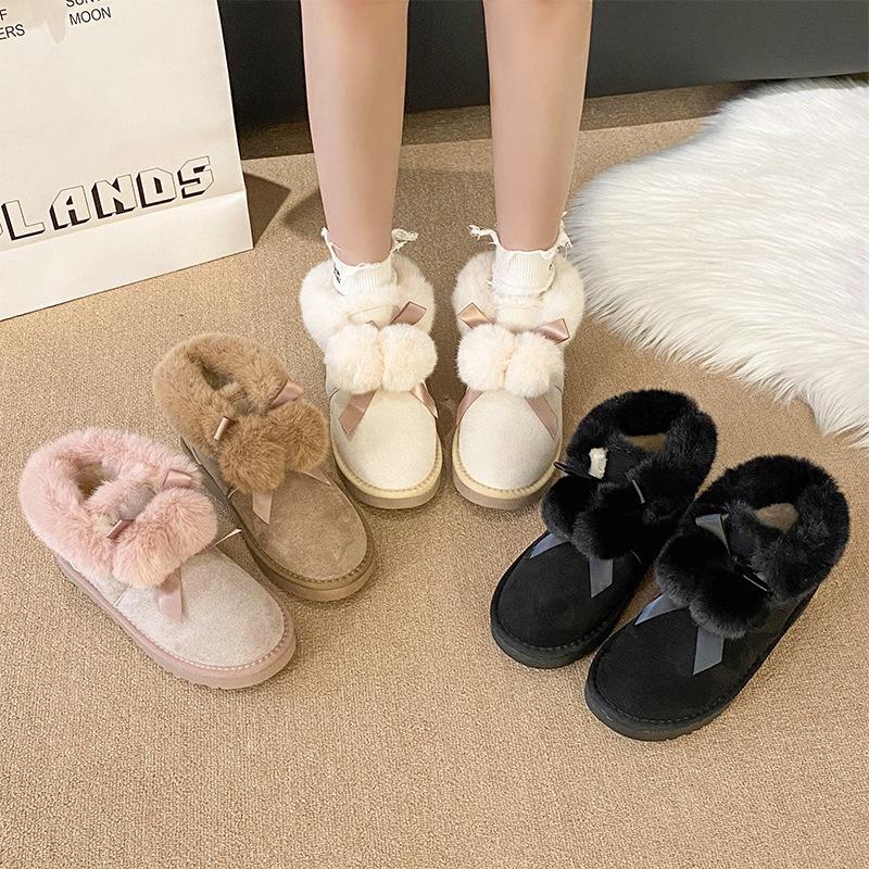 Women's fashion lightweight winter warm snow boots plush lining non-slip wear casual outdoor sports furry mouth cotton boots