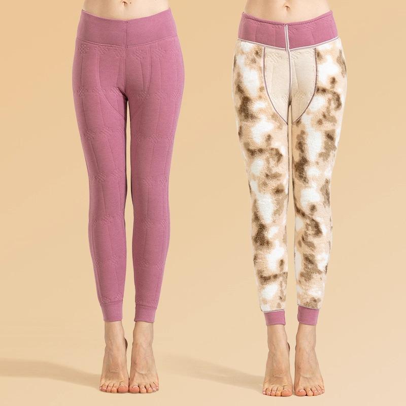 Extra thick cotton pants winter warm velvet thickened cashmere cold knee pads waist leggings women