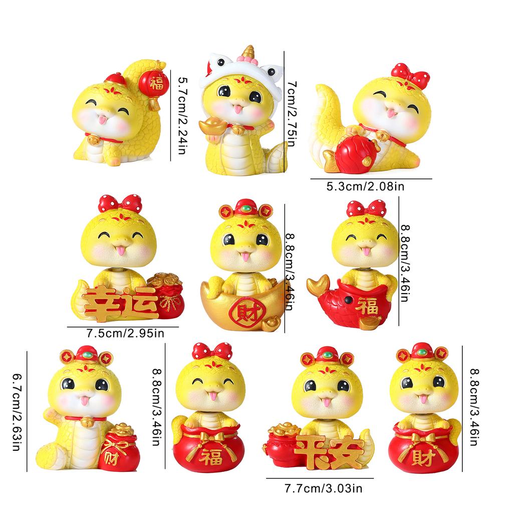 2025 Rok Węża Ornament Kreskówkowy Szczęśliwy Wąż Figurka Mikro Krajobraz Wnętrze Samochodu Dekoracja na Biurko Domowe