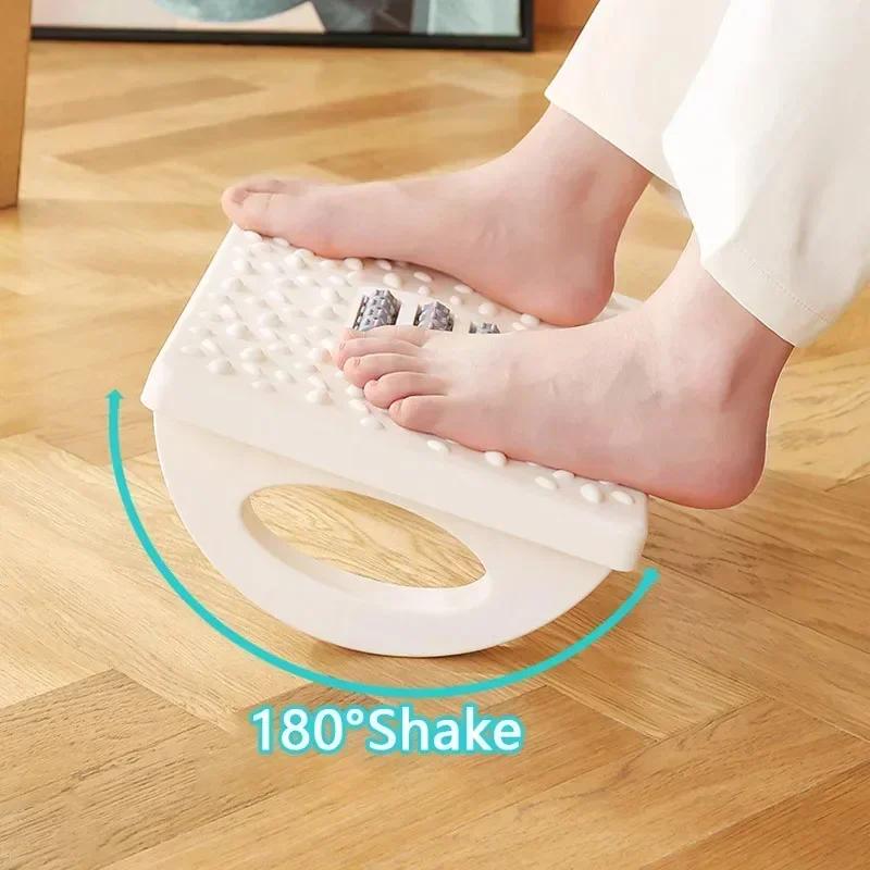 Home/Office Footrest Under Desk Foot Stool Anti-Crossed Legs Semi-Circular Rocking Anti-Slip Massage Roller Footrest