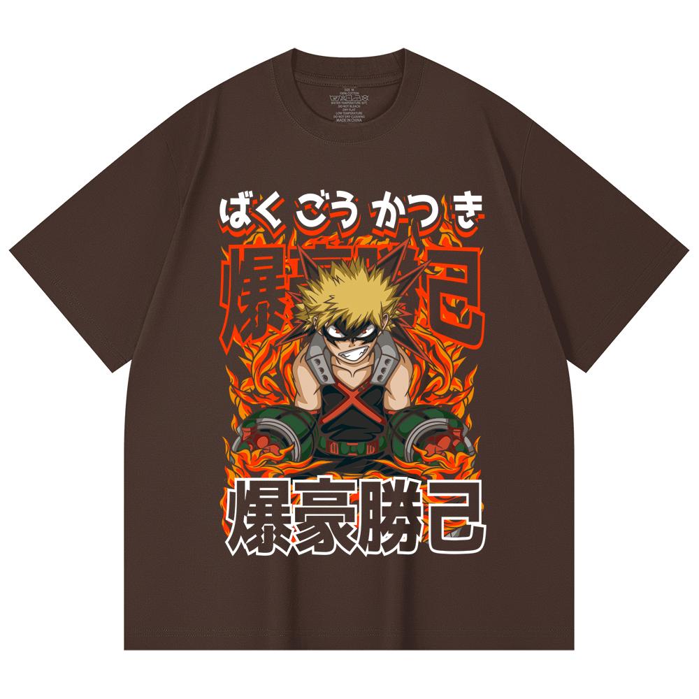 230 Gsm 100% Cotton My Hero Academia V13 Bakugo Print Unisex Heavy Cotton T Shirt
