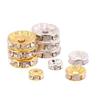 100Pcs 5/7/10Mm Rondelle Disc 316 Stainless Steel Crystal Spacer Beads With Rhinestone For Jewelry Making Diy Bracelet