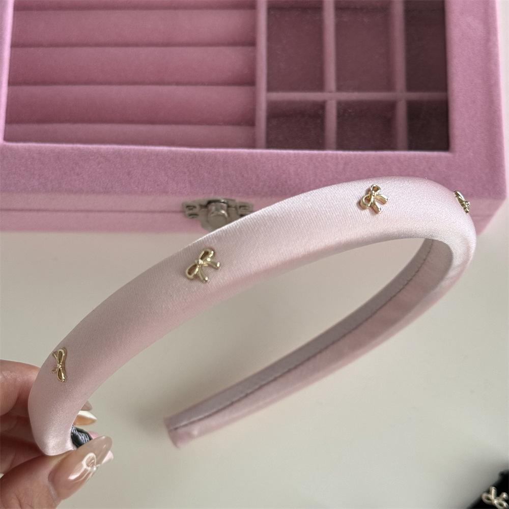 Sweet solid color bow headband Korean high cranial top pressure headband simple and versatile new hair accessories wholesale