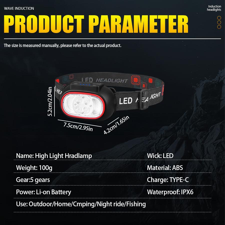 Powerful 4 LED Sensor Headlamp USB Rechargeable Headlight Led Head Torch Camping Search Light Head Flashlight Fishing Lantern
