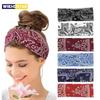 Bohemian Print Wide Headband - Water Absorbent, Cross Straps, Suitable For Yoga, Running And Everyday Use