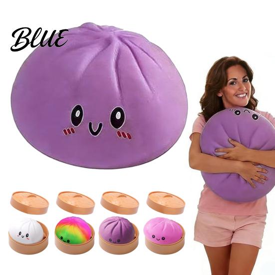 Bun Stress Reliever Smiling Steamed Ball with Steamer Anti-Anxiety Cartoon Dumpling Soft Sensory Toy Squeeze Simulated Dough Fidget