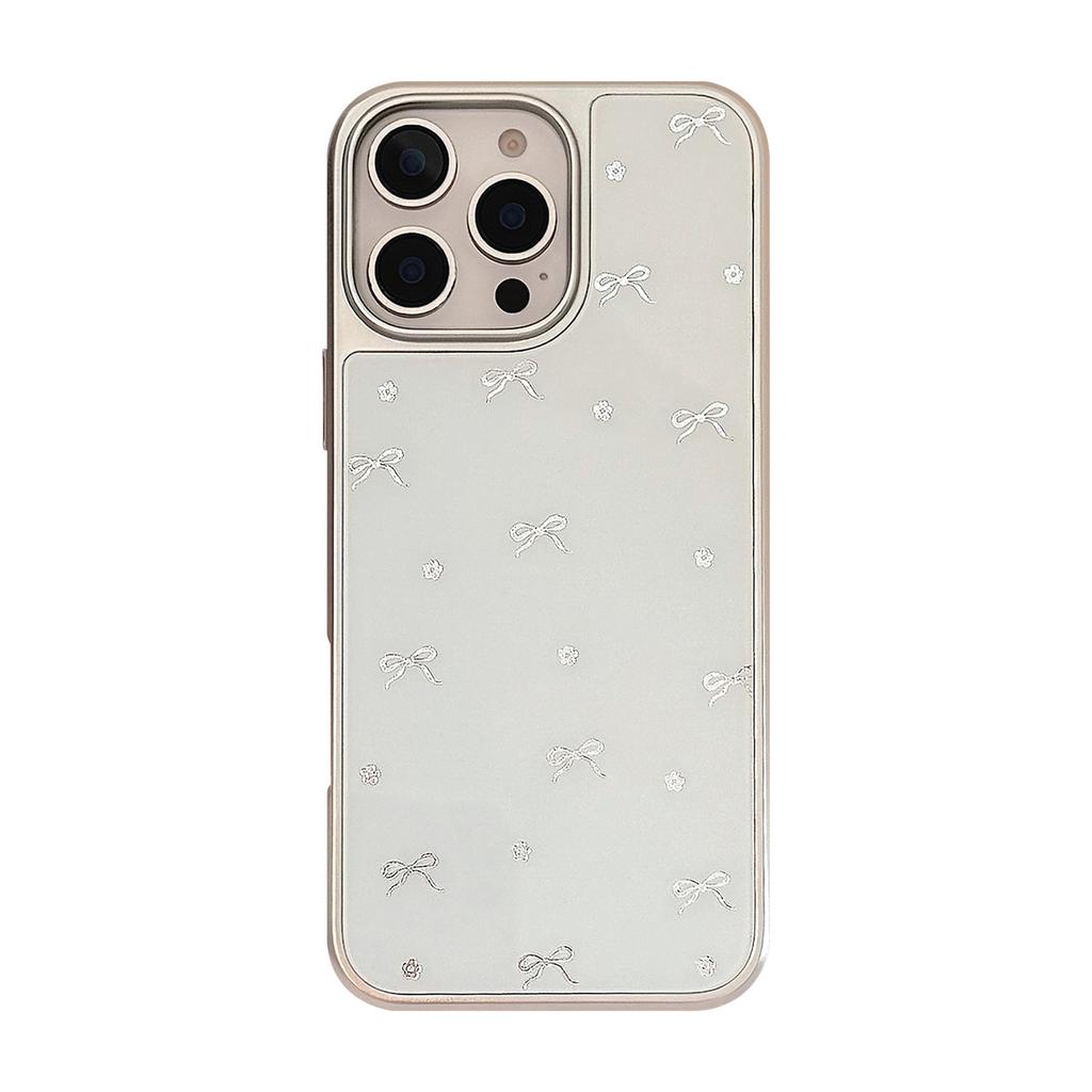 Gilt for Apple 16pro Max Mobile Phone Case for IPhone17 Electroplated Bow 14 Small Fresh for Huawei P70