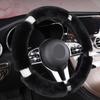 Four Seasons Universal 38cm Car Steering Wheel Cover With Bling Rhinestones Diamond Fur Furry Rhinestone Mosaic Car Accessories