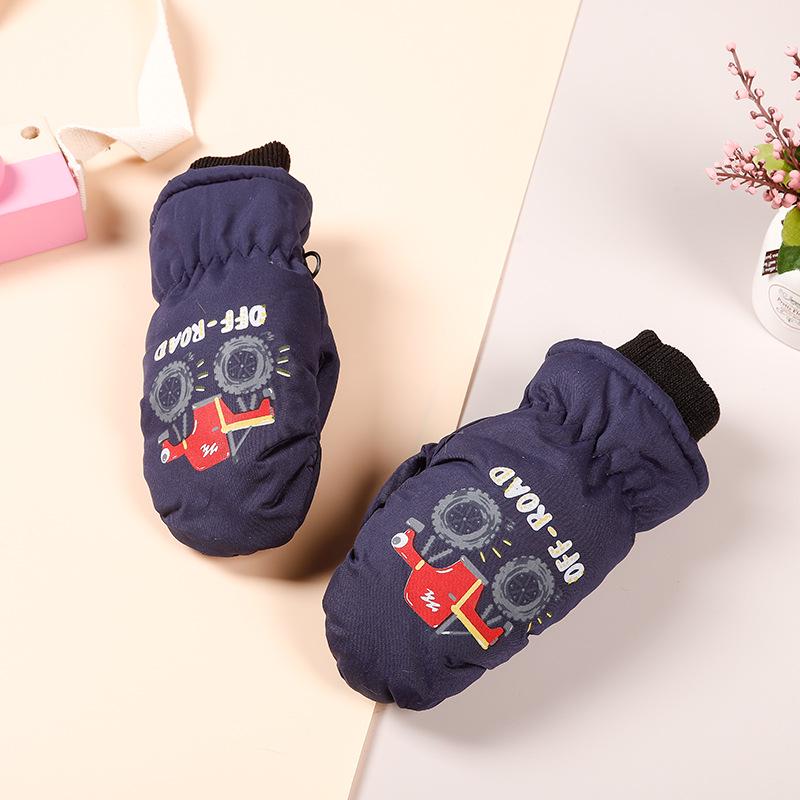 Kids' Cartoon Ski Mittens: Warm, Windproof, Waterproof, for Ages 3-10