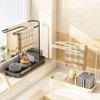 Kitchen Sink   Multifunctional Metal Sponge Soap Brush Storage Rack with Towel Holder