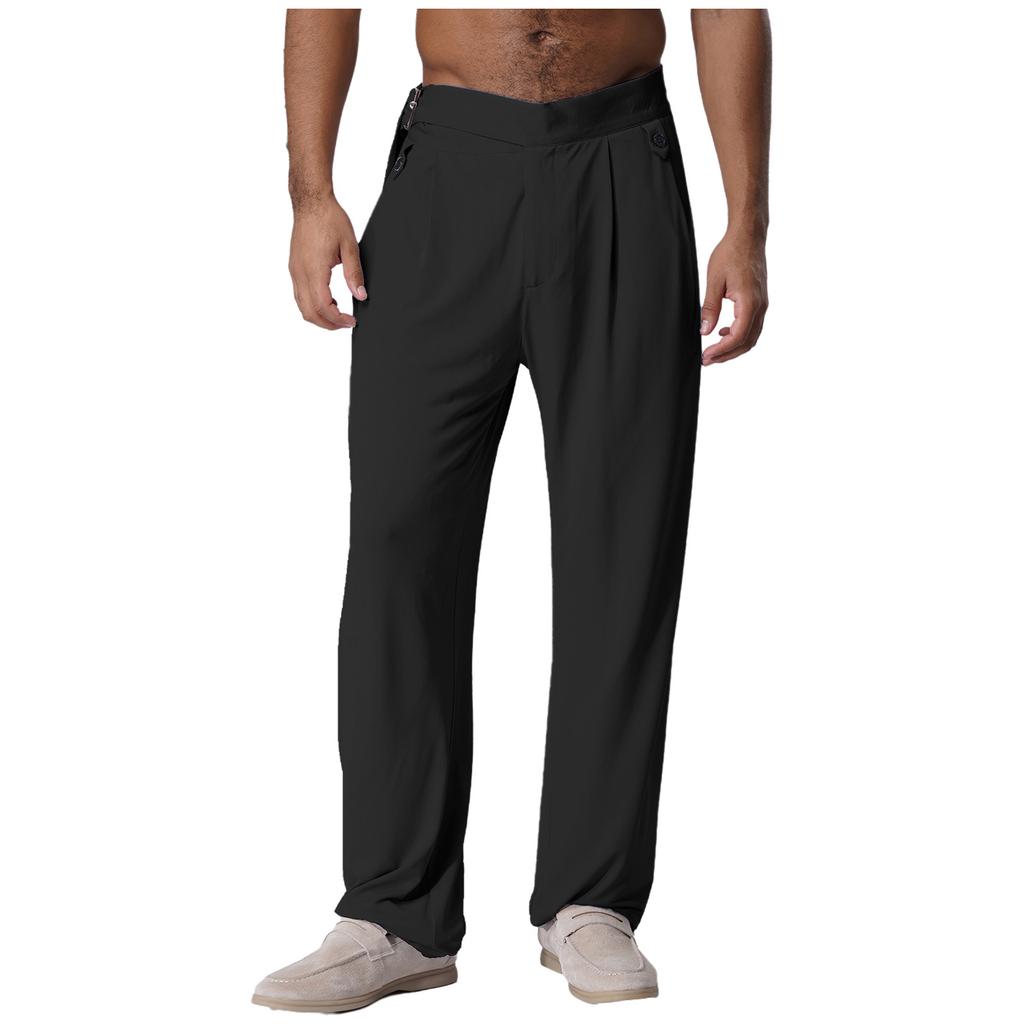 Pantaloni de dans pentru bărbați cu cataramă reglabilă, pantaloni cu curea și buzunare, îmbrăcăminte pentru dans de sală, latin, modern