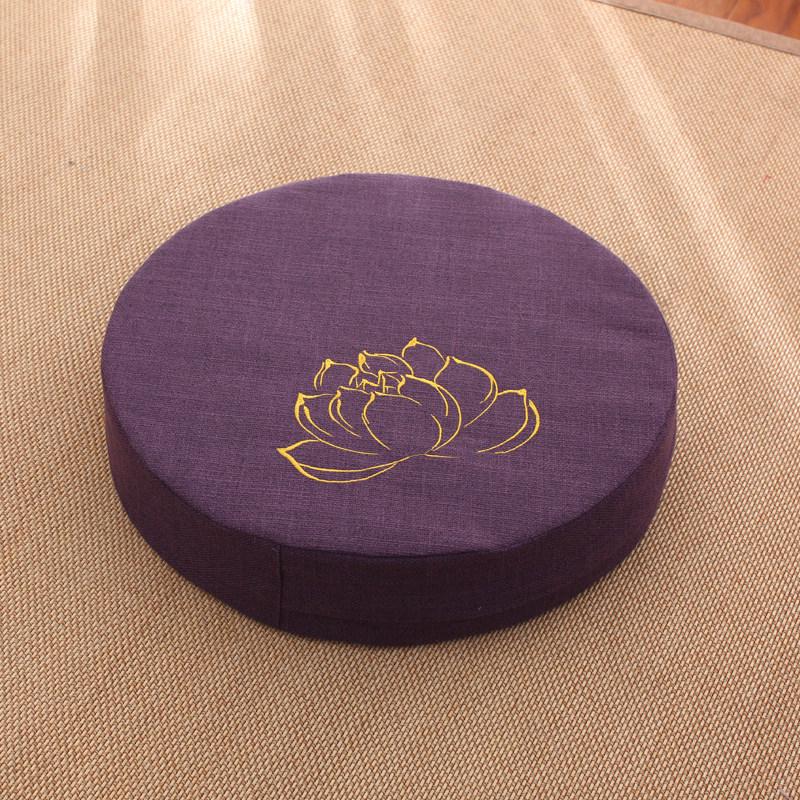 Thick Washable Japanese Zen Meditation Cushion - Round Tatami Linen Seat for Home and Balcony