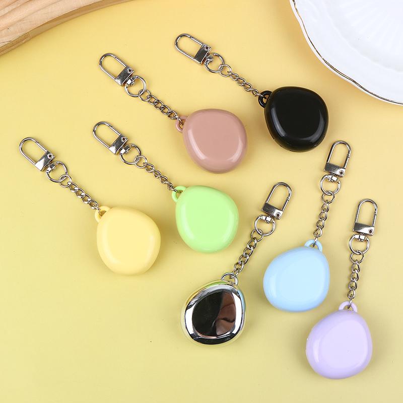 Mini Mirror Keychain Storage Box With Aluminum Disk Diy Eye Shadow Powder Blusher Plastic Empty Box Portable Pendant Gift Travel
