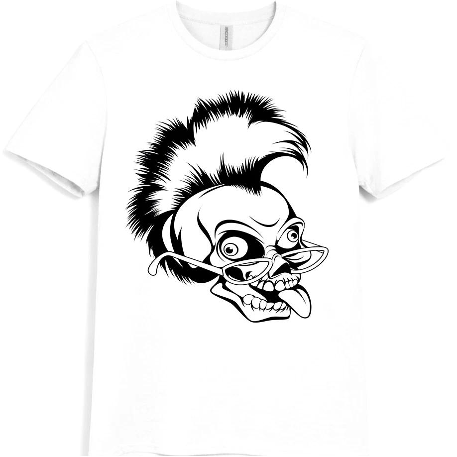 Punk Skull T Shirt Mohawk Skull Graphic Rocker Gothic Biker Tattoo Style Tee S
