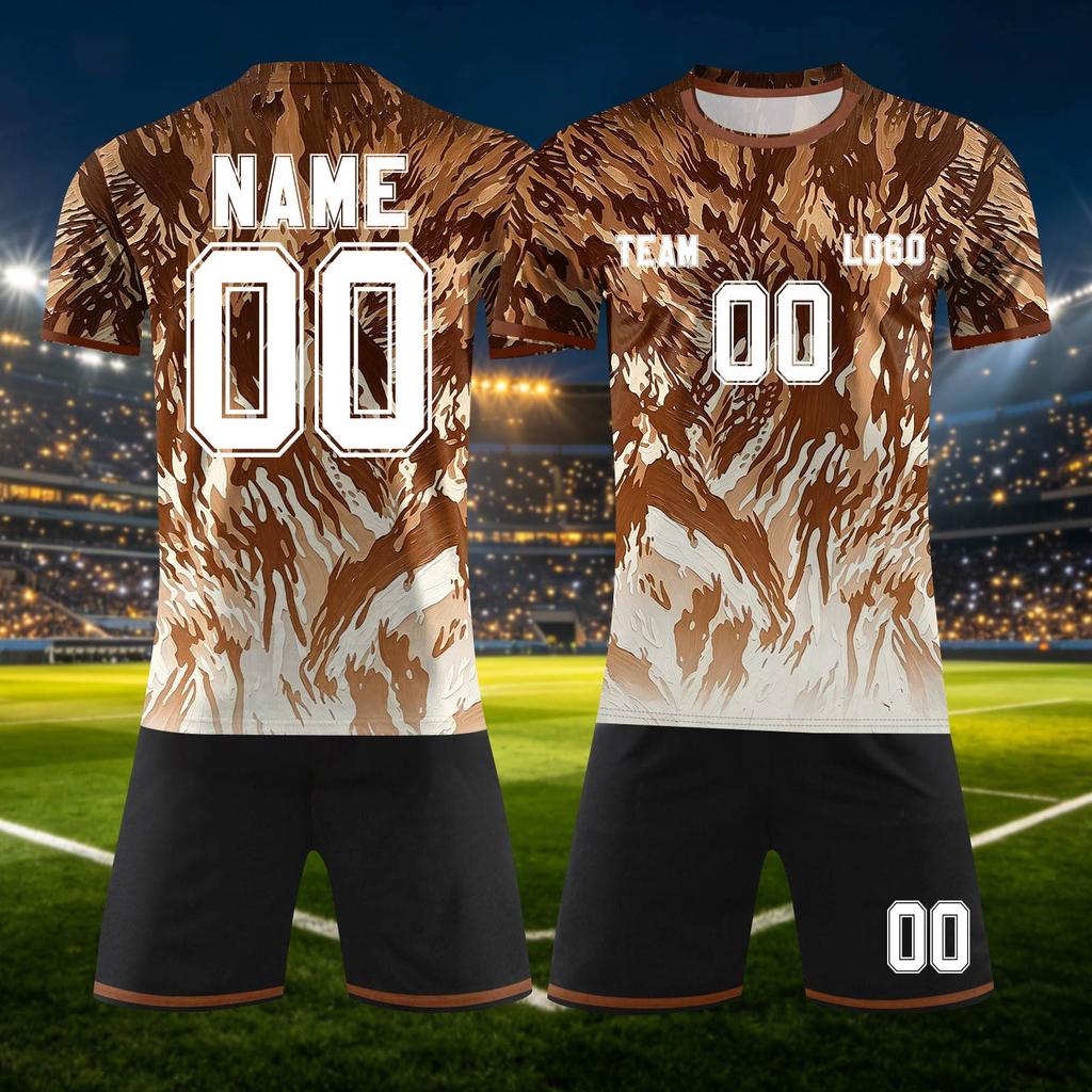 Customizable DIY Two Piece Sports Jersey Set with Short Sleeve Shirt and Shorts for Team or Individual Use