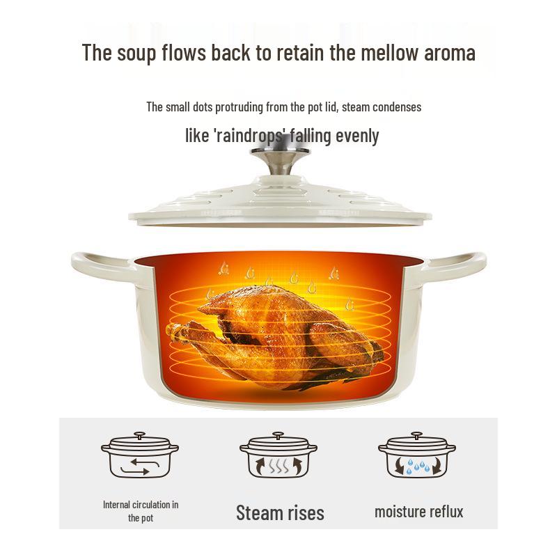 Mingjue Antihaft-Emaille-Kasserolle, Aluminiumlegierung, Induktionsgeeignet, für Eintopf und Suppe.