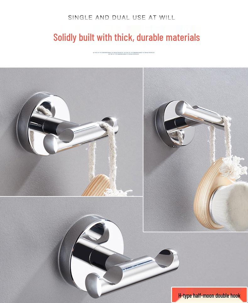 304 Stainless Steel Wall-Mounted Clothes Hook for Bathroom and Entrance - Single Hook for Coats, Hats, and Clothing
