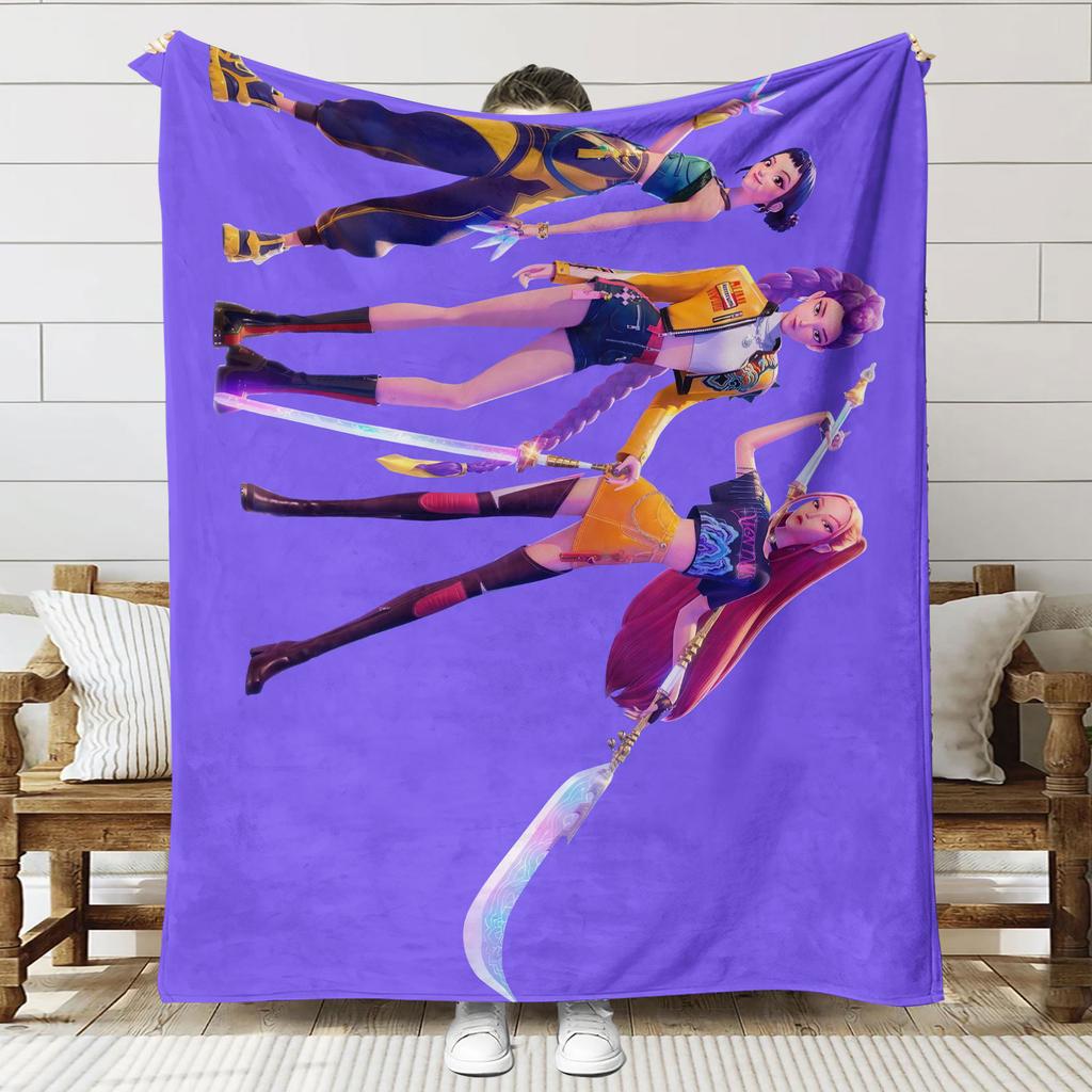 1pc Flannel Blanket k-pop De mon Hunters Hun-trix Blanket Quality Soft Warm Throw Blanket Winter Kids Couch Bed Fluffy Bedspread